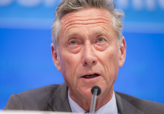 International Monetary Fund Economic Counsellor and Director of the Research Department Olivier Blanchard speaks on a panel to discuss World Economic Outlook  IMF Headquarters in Washington. IMF Staff Photograph/Stephen Jaffe