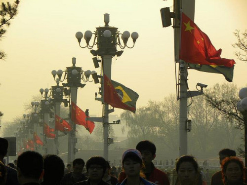 Brazil and China flag in Beijing during Dilma Presidential visit 2011 Flickr: Radar China