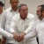 Raul Castro seals the handshake between the head of the FARC, Timochenko, and the Colombian President, Juan Manuel Santos. Photo (c) The Guardian 2016