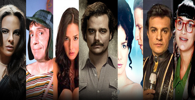 How do telenovelas - idols of entertainment and popular culture - exist in the name of agendas they attempt to escape? - Photos (c) (left to right) La Reina del Sur, El Chavo del Ocho, Sin Tetas No Hay Paraiso, Narcos, Muñeca Brava, Hasta Que Te Conocí, Yo Soy Betty la Fea
